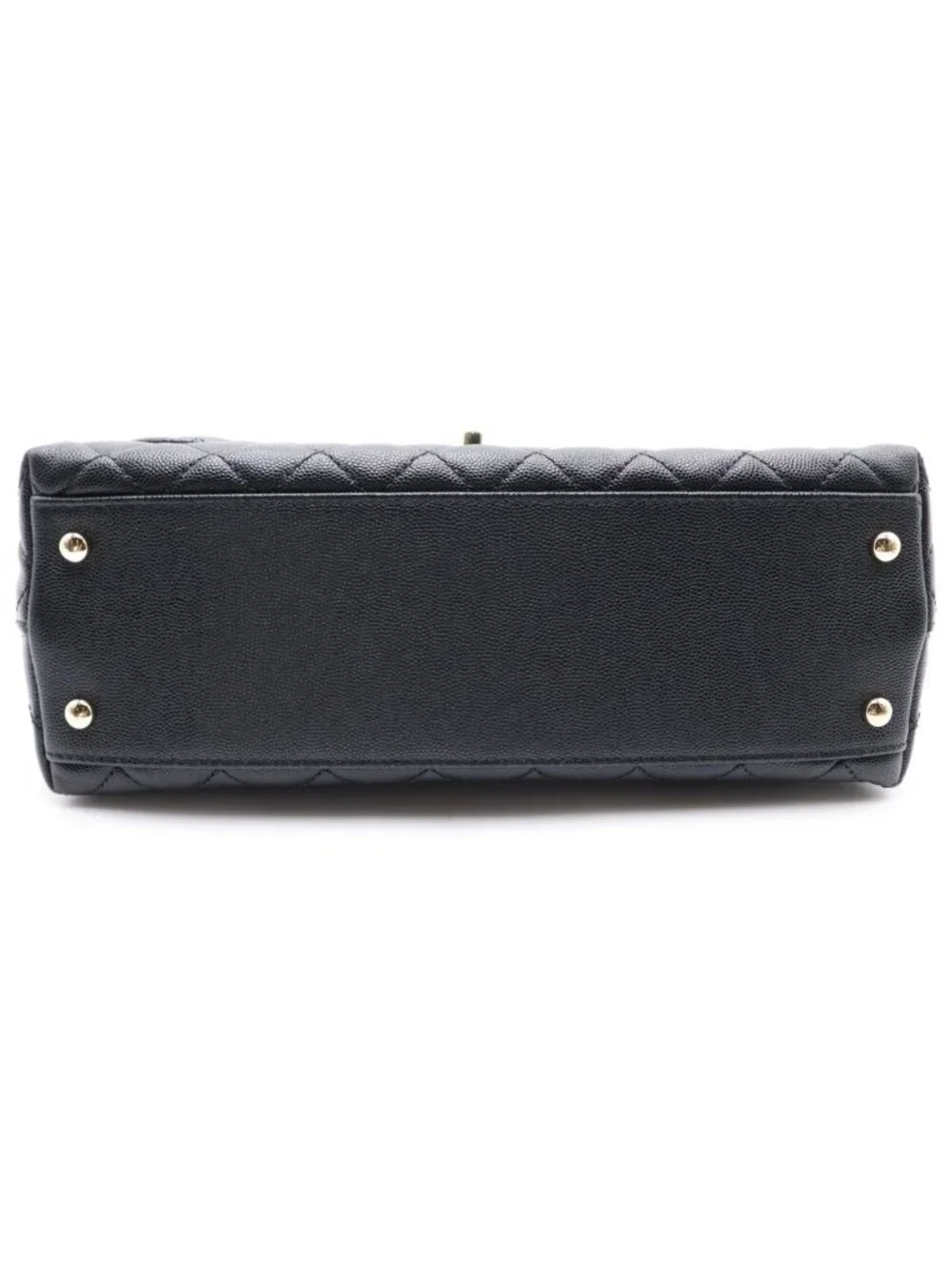 Chanel Coco Handle Turnlock 2-Way Chain Shoulder Bag Black Caviar Leather Gold